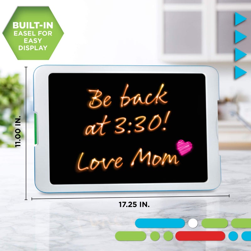 Discoveryâ„¢ Kids Neon Glow Drawing Easel w/ 6 Color Markers, Built-in Kickstand/Wall Mount, 5 Light Modes, Easy Clean/Washable, Wide Screen, Flat Storage, Portable Travel Activity, Electronic Activity - Image 4